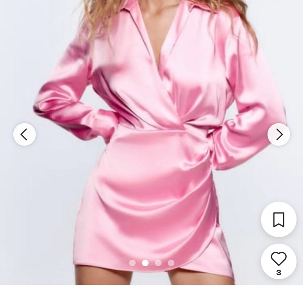 Zara Pink Satin Mini Dress